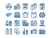 【防災グッズA】線画アイコン（青）