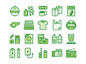 【防災グッズA】線画アイコン（緑）