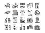 【防災グッズA】線画アイコン（白黒）