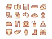 【防災グッズB】線画アイコン（茶）