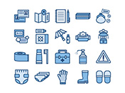 【防災グッズB】線画アイコン（青）