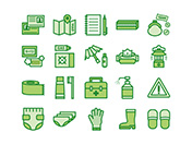 【防災グッズB】線画アイコン（緑）