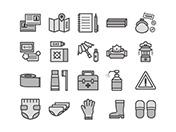 【防災グッズB】線画アイコン（白黒）