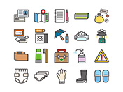 【防災グッズB】線画アイコン（カラー）