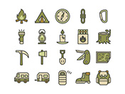 【アウトドア】線画アイコン（オリーブ）