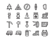 【アウトドア】線画アイコン（白黒）