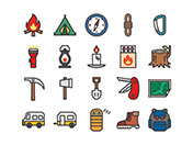 【アウトドア】線画アイコン（カラー）