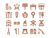 【アウトドアB】線画アイコン（茶）