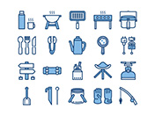 【アウトドアB】線画アイコン（青）