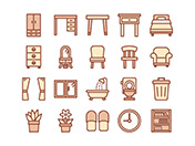【住宅・家具】線画アイコン（茶）