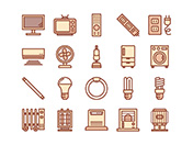 【住宅・家電A】線画アイコン（茶）