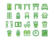 【住宅・家具】線画アイコン（緑）