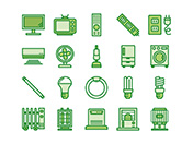 【住宅・家電A】線画アイコン（緑）