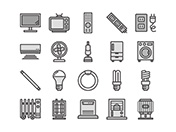 【住宅・家電A】線画アイコン（白黒）