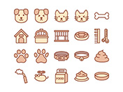 【ペット・犬猫】線画アイコン（茶）