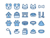 【ペット・犬猫】線画アイコン（青）