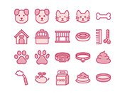 【ペット・犬猫】線画アイコン（ピンク）