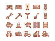 【工事・建設】線画アイコン（茶）