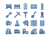 【工事・建設】線画アイコン（青）