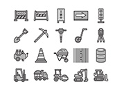 【工事・建設】線画アイコン（白黒）