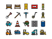 【工事・建設】線画アイコン（カラー）