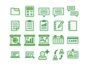 【ビジネス・事務】線画アイコン（緑）