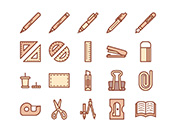 【教育・学習A】線画アイコン（茶）