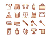 【教育・学校B】線画アイコン（茶）