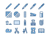 【教育・学習A】線画アイコン（青）