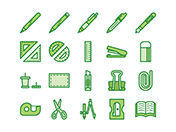 【教育・学習A】線画アイコン（緑）