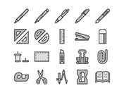 【教育・学習A】線画アイコン（モノクロ）