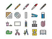 【教育・学習A】線画アイコン（カラー）