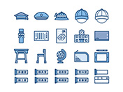 【教育・学校A】線画アイコン（青）