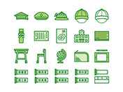 【教育・学校A】線画アイコン（緑）
