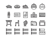 【教育・学校A】線画アイコン（モノクロ）