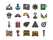 【海賊・冒険】線画アイコン（カラー）