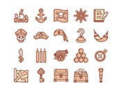 【海賊・冒険】線画アイコン（茶）