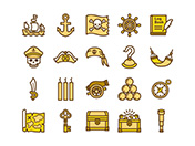 【海賊・冒険】線画アイコン（金）