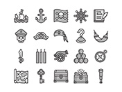 【海賊・冒険】線画アイコン（白黒）