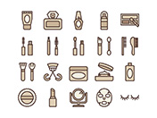 【美容・化粧】線画アイコン（グレージュ）