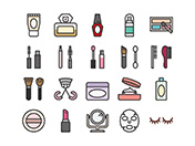 【美容・化粧】線画アイコン（カラー）