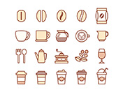 【カフェ・珈琲】線画アイコン（茶）