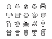 【カフェ・珈琲】線画アイコン（モノクロ）