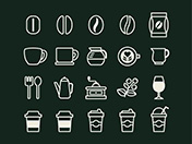 【カフェ・珈琲】線画アイコン（チョーク）