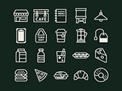 【カフェ・軽食】線画アイコン（チョーク）