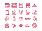 【カフェ・軽食】線画アイコン（ピンク）