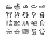 【レストラン】線画アイコン（モノクロ）