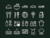 【レストラン】線画アイコン（チョーク）