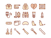 【医療・処置】線画アイコン（茶）