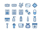 【医療・衛生】線画アイコン（青）